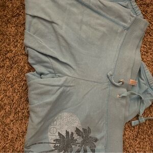Aeropostale Light Blue Capris with Palm Tree Design